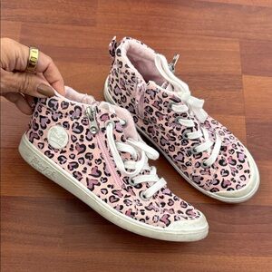 Pink Leopard Print Kids Sneakers